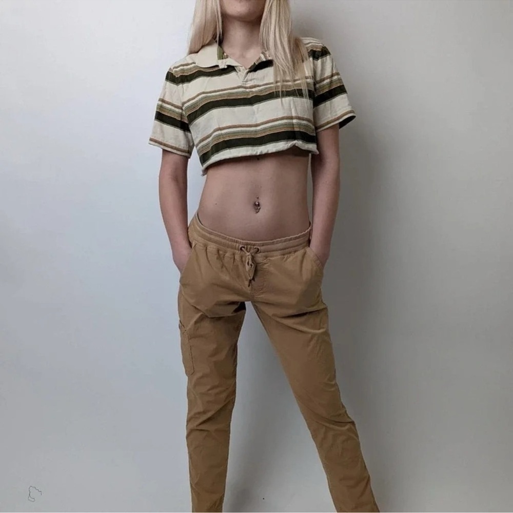 Striped Cropped Polo Top